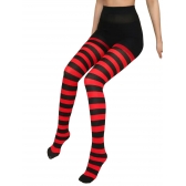 Meia calça Mavis Vermelha e Preta listrada Halloween
